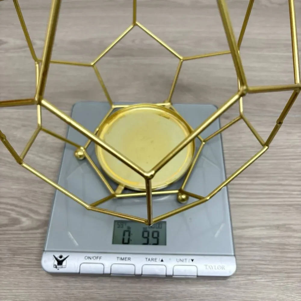 Gold Geometric Metal Tea Light Candle Holder Modern Glam Decor Centerpiece